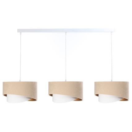 Suspension filaire GALAXY 3xE27/60W/230V beige/blanche/dorée