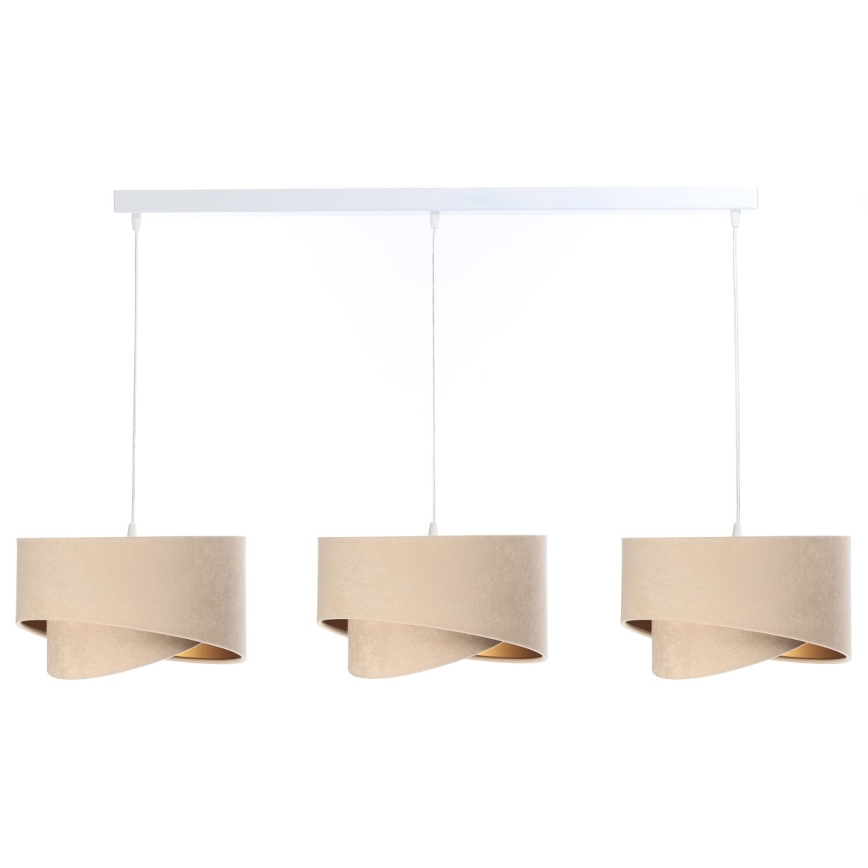 Suspension filaire GALAXY 3xE27/60W/230V beige/dorée