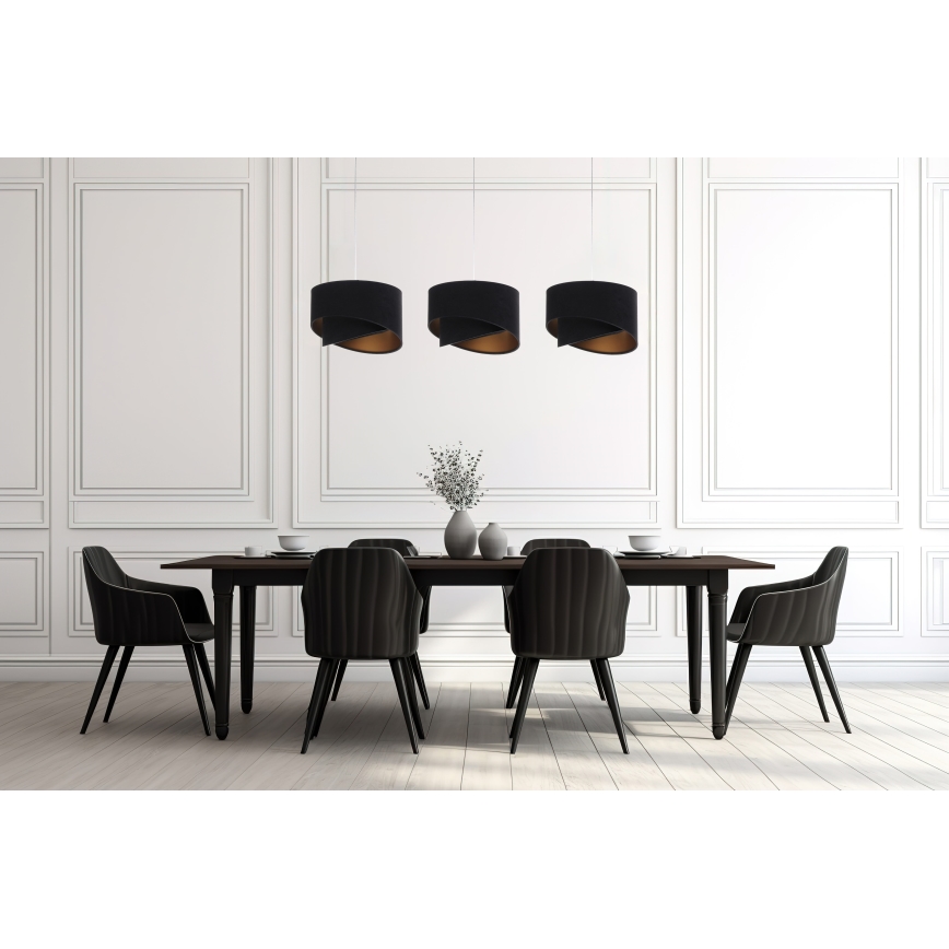 Suspension filaire GALAXY 3xE27/60W/230V noir/gold