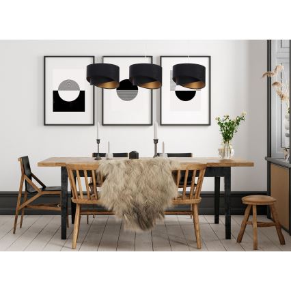 Suspension filaire GALAXY 3xE27/60W/230V noir/gold