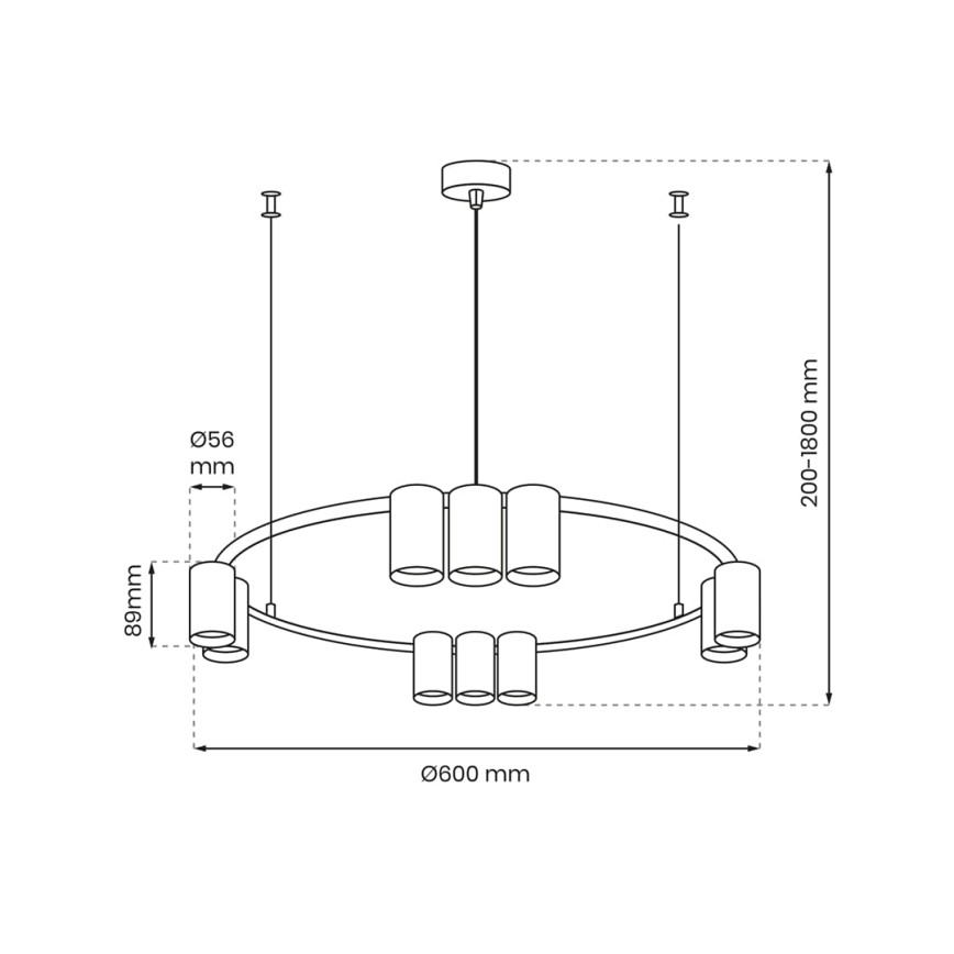 Suspension filaire GENESIS 10xGU10/8W/230V doré