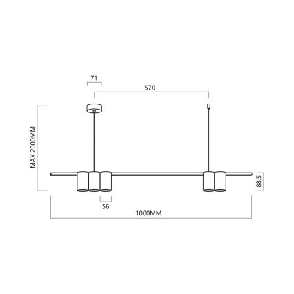 Suspension filaire GENESIS 5xGU10/8W/230V blanc