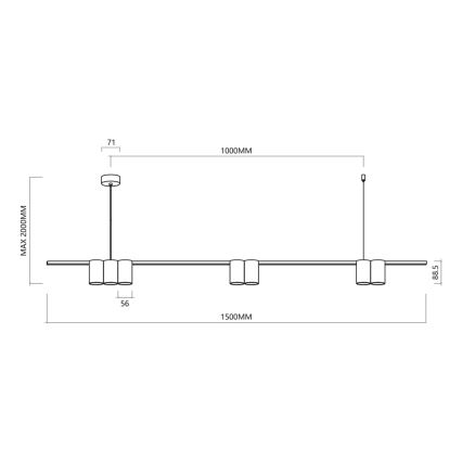 Suspension filaire GENESIS 7xGU10/8W/230V doré