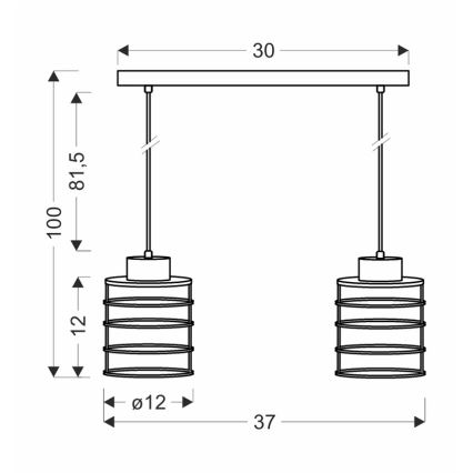 Suspension filaire GLOB 2xE27/40W/230V noir