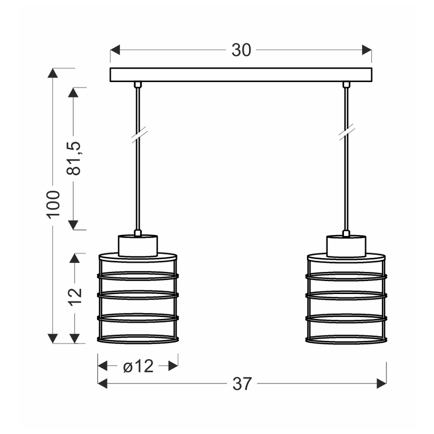 Suspension filaire GLOB 2xE27/40W/230V noir