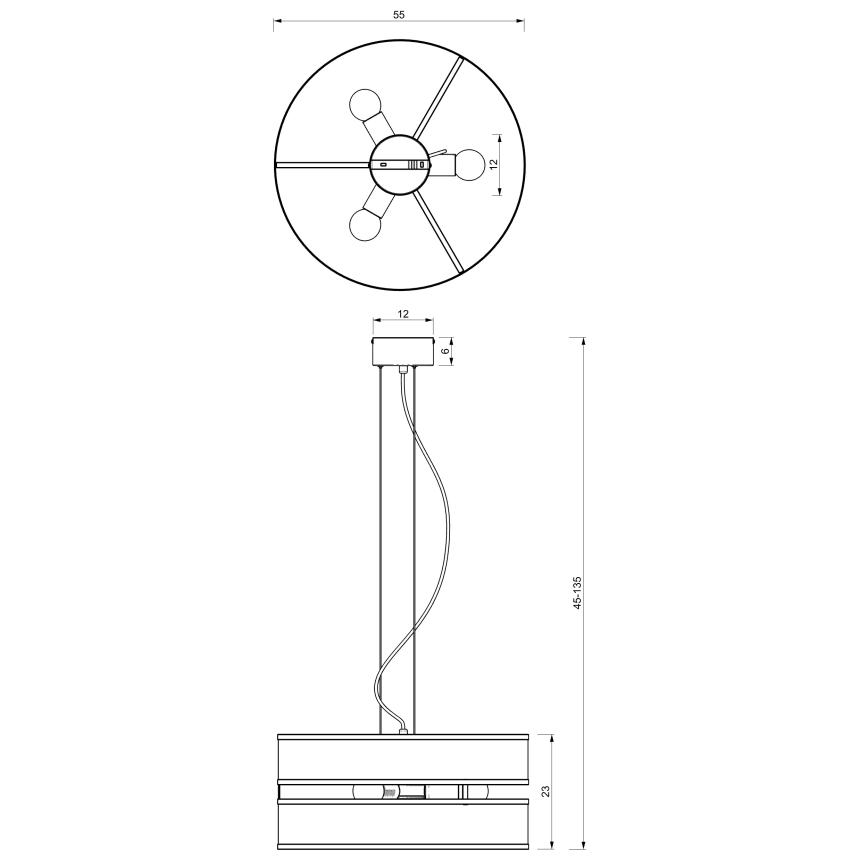Suspension filaire GLUM 3xE27/60W/230V noir