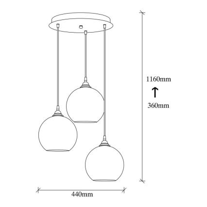 Suspension filaire GOLD 3xE27/40W/230V