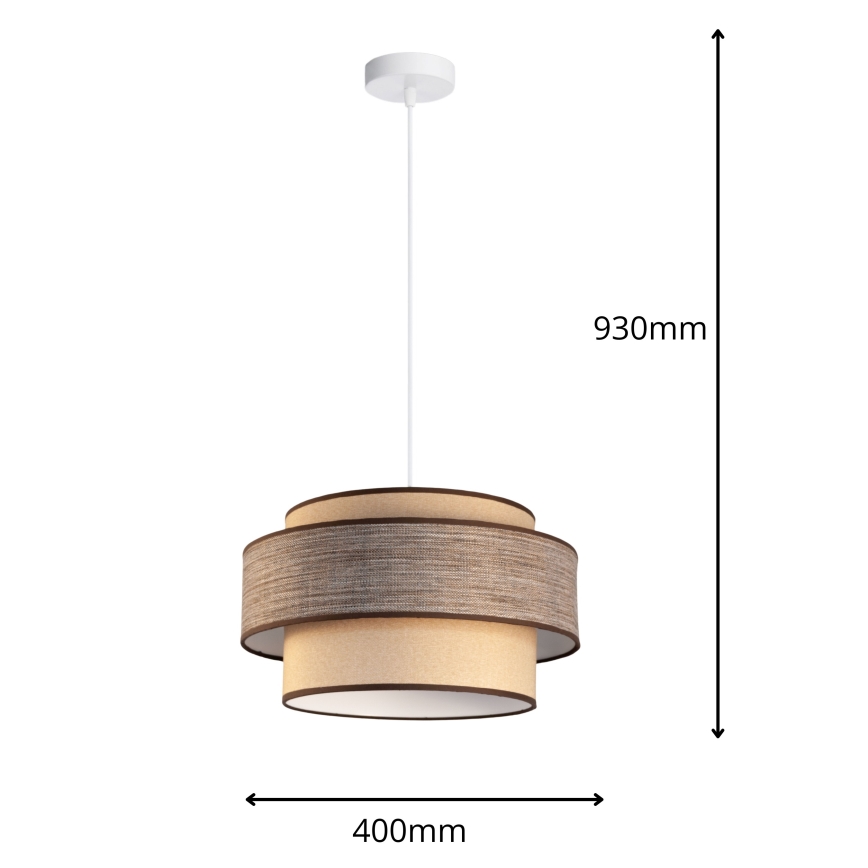 Suspension filaire GRACE 1xE27/60W/230V beige/marron