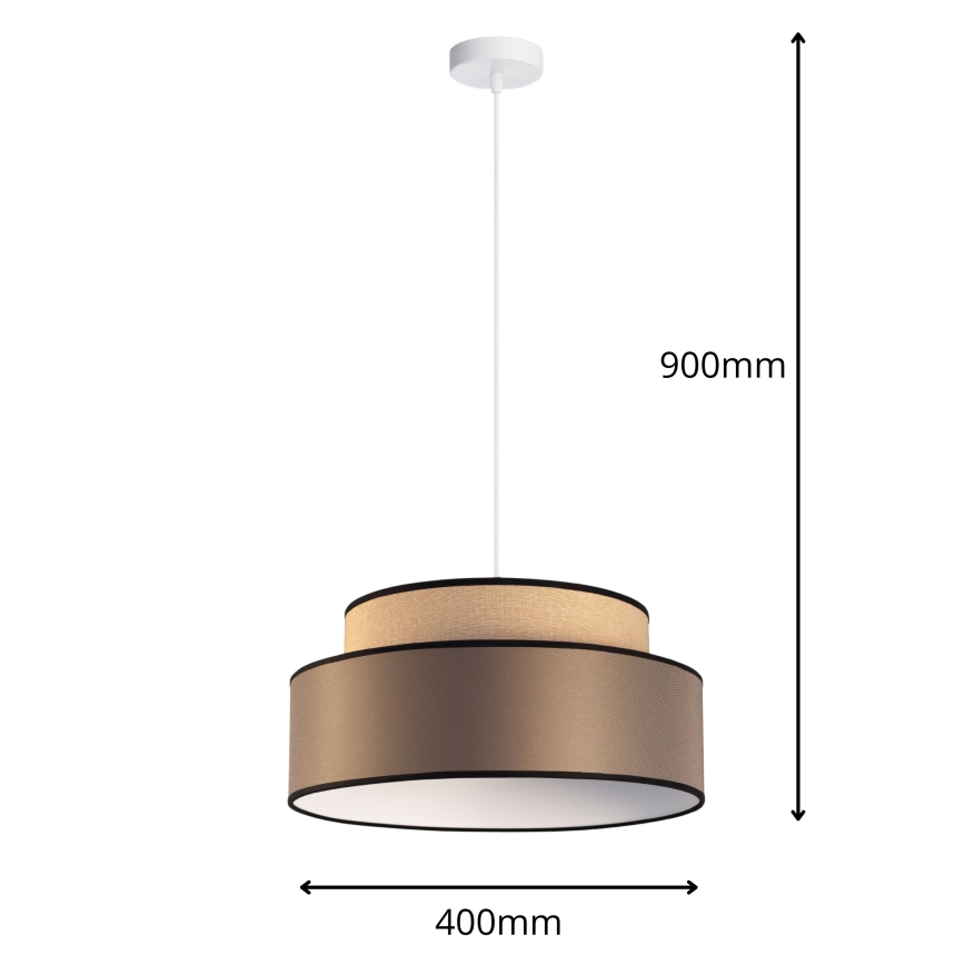 Suspension filaire GRACE 1xE27/60W/230V d. 40 cm beige/marron