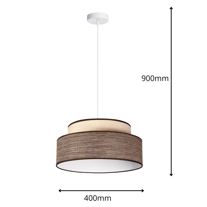 Suspension filaire GRACE 1xE27/60W/230V d. 40 cm crème/marron