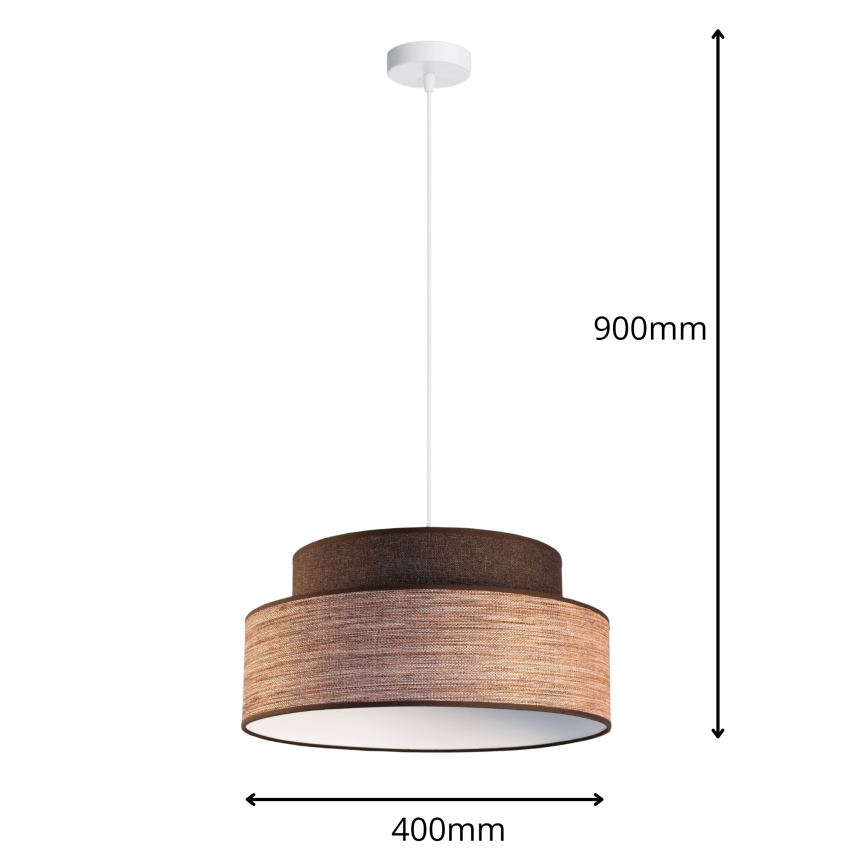 Suspension filaire GRACE 1xE27/60W/230V d. 40 cm marron/beige