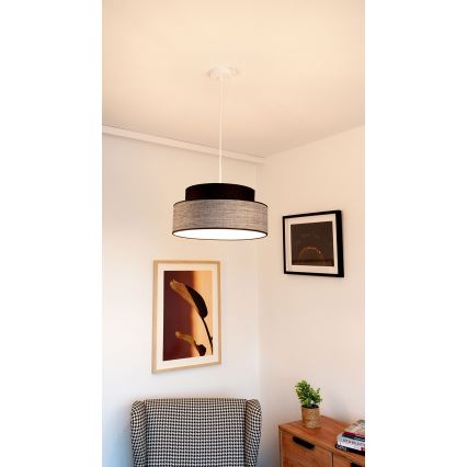 Suspension filaire GRACE 1xE27/60W/230V d. 40 cm noir/gris