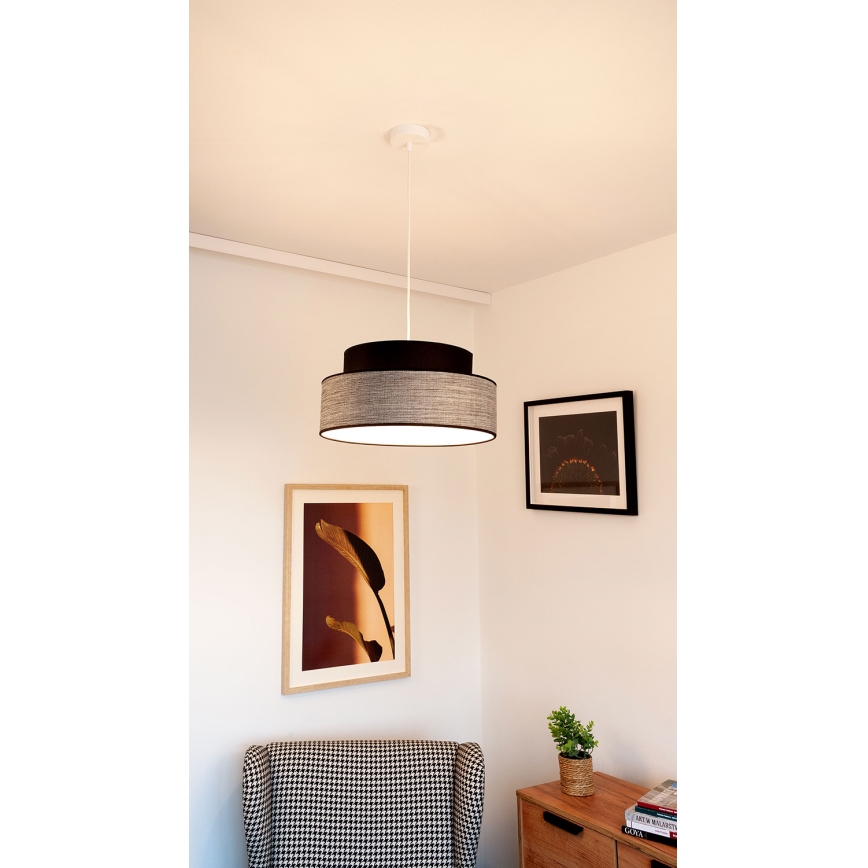 Suspension filaire GRACE 1xE27/60W/230V d. 40 cm noir/gris