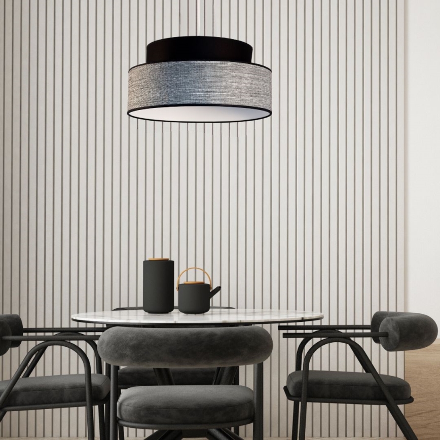 Suspension filaire GRACE 1xE27/60W/230V d. 40 cm noir/gris