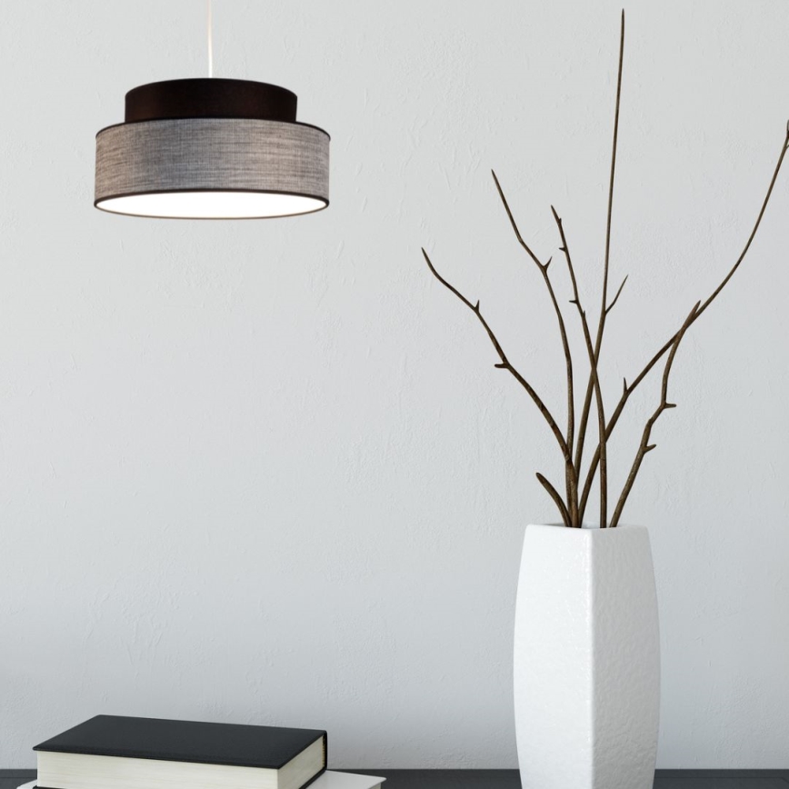 Suspension filaire GRACE 1xE27/60W/230V d. 40 cm noir/gris