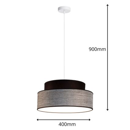 Suspension filaire GRACE 1xE27/60W/230V d. 40 cm noir/gris