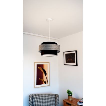 Suspension filaire GRACE 1xE27/60W/230V d. 40 cm noir/gris