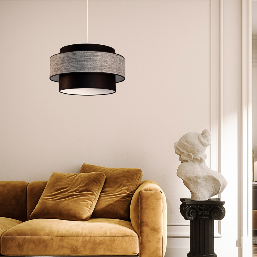 Suspension filaire GRACE 1xE27/60W/230V d. 40 cm noir/gris