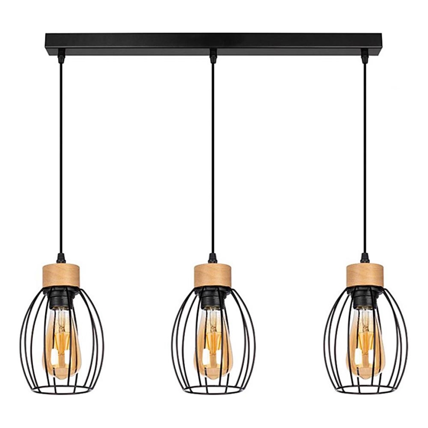 Suspension filaire GUNNAR 3xE27/60W/230V chêne