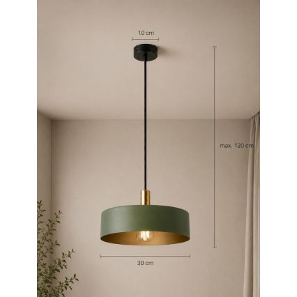 Suspension filaire HAKI 1xE27/60W/230V vert/noir/chrome brillant