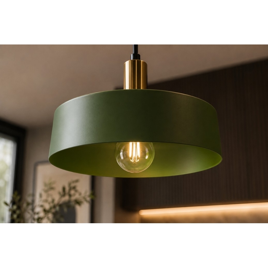 Suspension filaire HAKI 3xE27/60W/230V vert/noir/chrome brillant