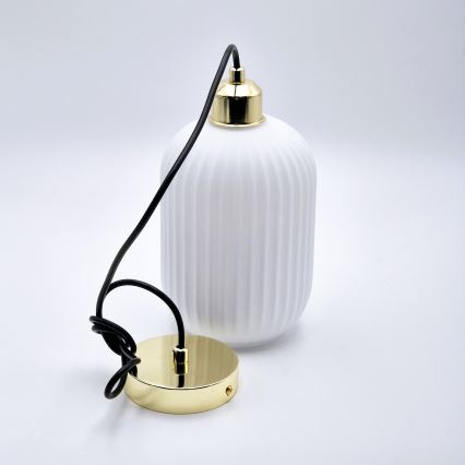 Suspension filaire HARMA 1xE27/15W/230V d. 14 cm blanc/doré