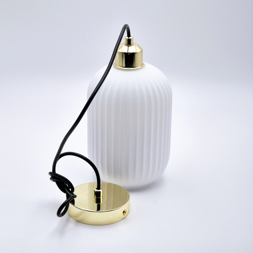 Suspension filaire HARMA 1xE27/15W/230V d. 14 cm blanc/doré
