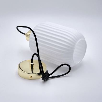Suspension filaire HARMA 1xE27/15W/230V d. 14 cm blanc/doré