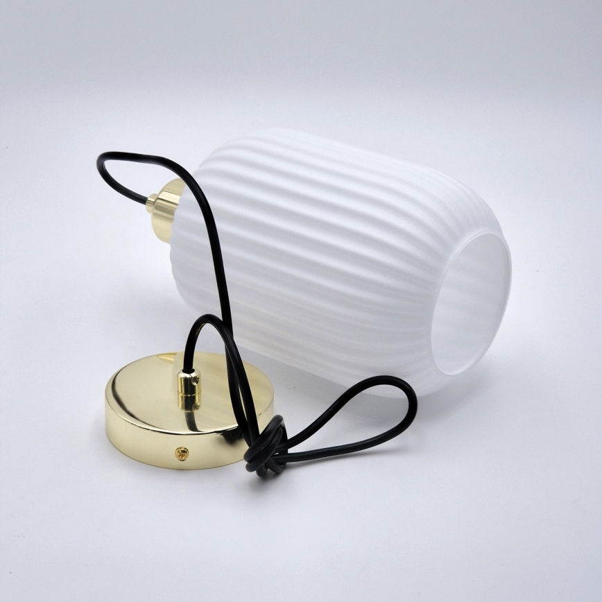 Suspension filaire HARMA 1xE27/15W/230V d. 14 cm blanc/doré