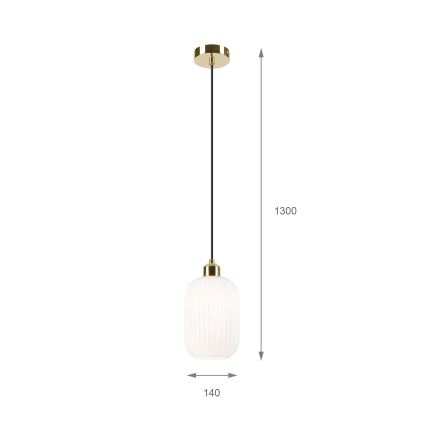 Suspension filaire HARMA 1xE27/15W/230V d. 14 cm blanc/doré