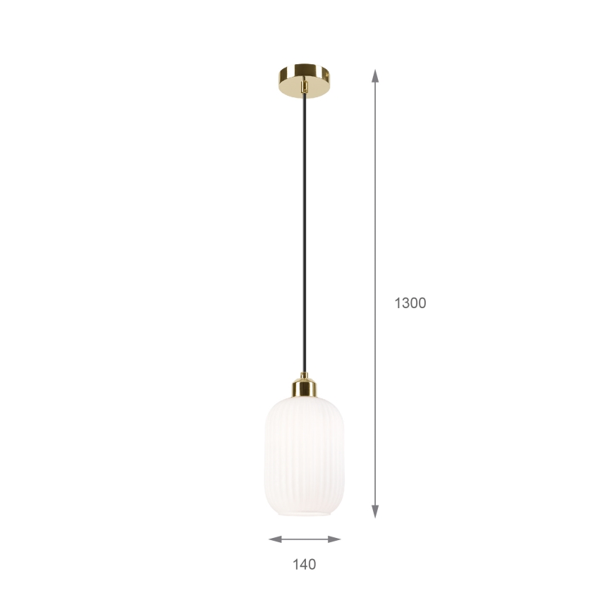 Suspension filaire HARMA 1xE27/15W/230V d. 14 cm blanc/doré