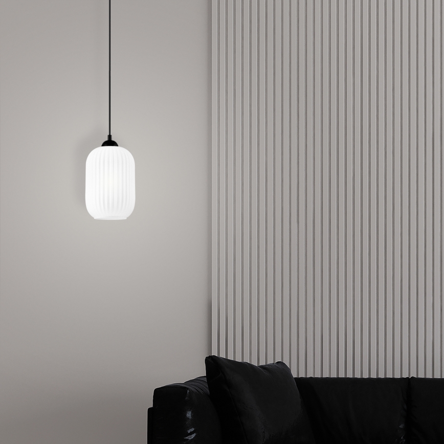 Suspension filaire HARMA 1xE27/15W/230V d. 14 cm blanc/noir