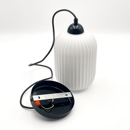 Suspension filaire HARMA 1xE27/15W/230V d. 14 cm blanc/noir