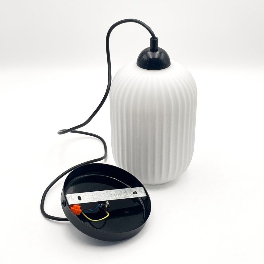 Suspension filaire HARMA 1xE27/15W/230V d. 14 cm blanc/noir