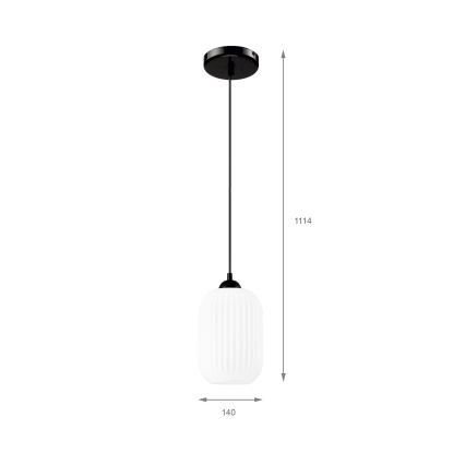 Suspension filaire HARMA 1xE27/15W/230V d. 14 cm blanc/noir
