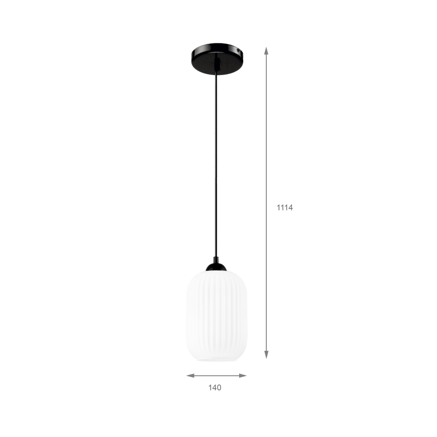 Suspension filaire HARMA 1xE27/15W/230V d. 14 cm blanc/noir