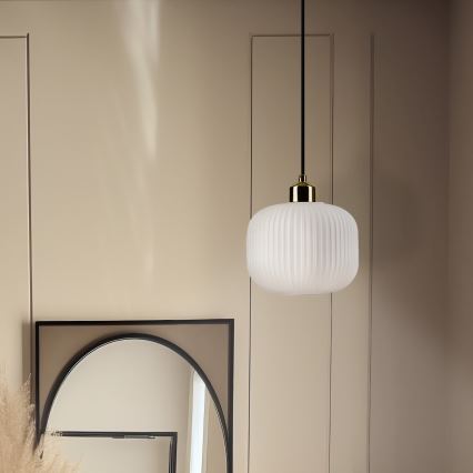 Suspension filaire HARMA 1xE27/15W/230V d. 20 cm blanc/doré