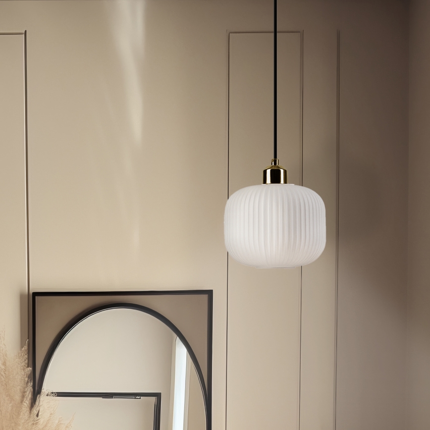 Suspension filaire HARMA 1xE27/15W/230V d. 20 cm blanc/doré
