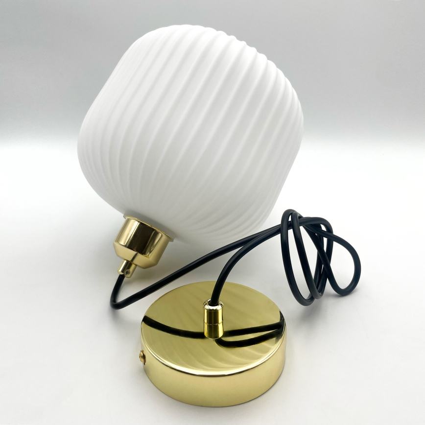 Suspension filaire HARMA 1xE27/15W/230V d. 20 cm blanc/doré