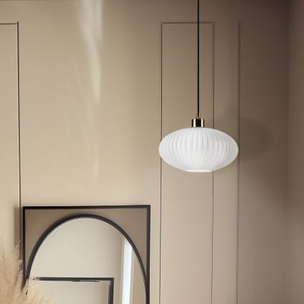 Suspension filaire HARMA 1xE27/15W/230V d. 25 cm blanc/doré
