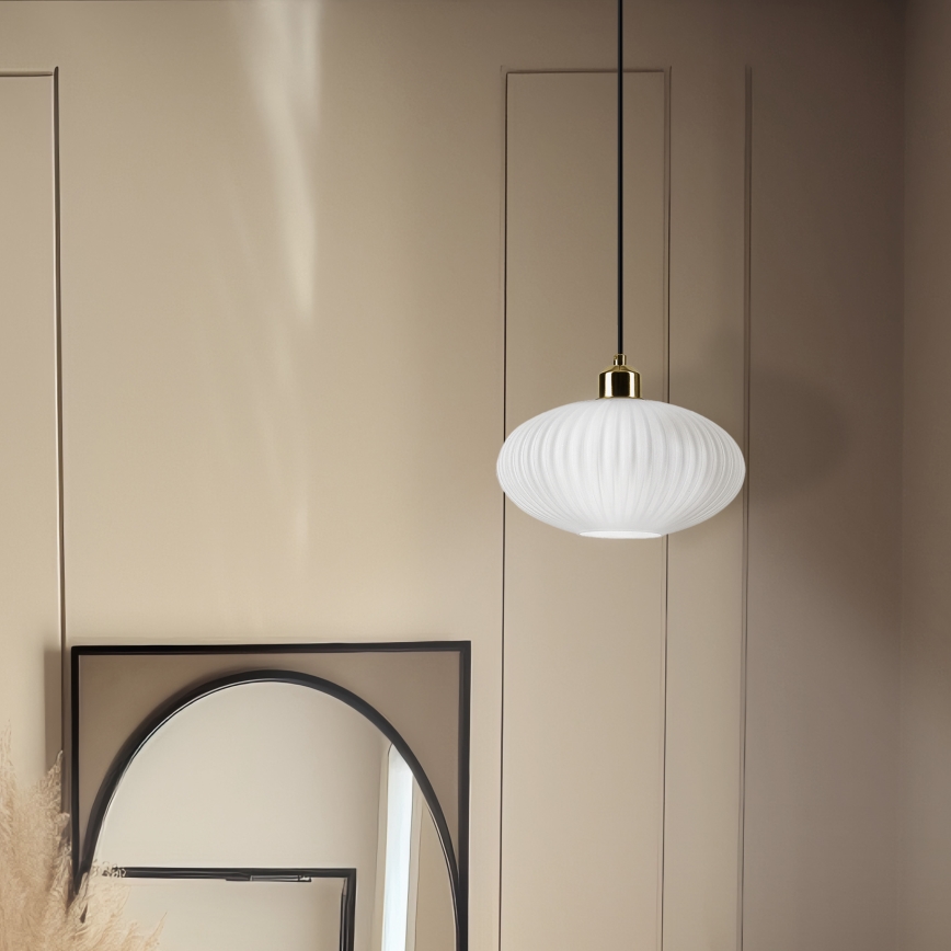 Suspension filaire HARMA 1xE27/15W/230V d. 25 cm blanc/doré