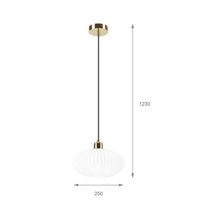 Suspension filaire HARMA 1xE27/15W/230V d. 25 cm blanc/doré