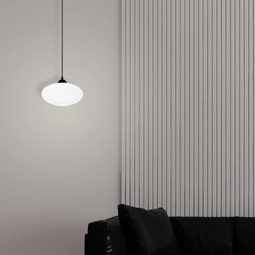 Suspension filaire HARMA 1xE27/15W/230V d. 25 cm blanc/noir
