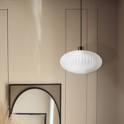 Suspension filaire HARMA 1xE27/15W/230V d. 30 cm blanc/doré