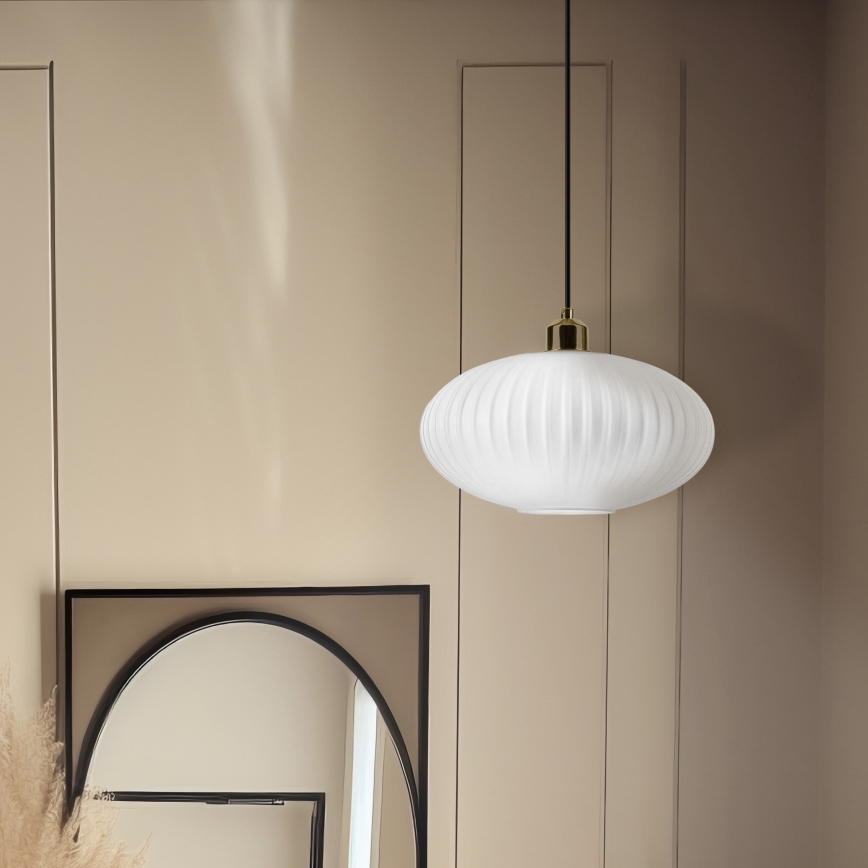 Suspension filaire HARMA 1xE27/15W/230V d. 30 cm blanc/doré