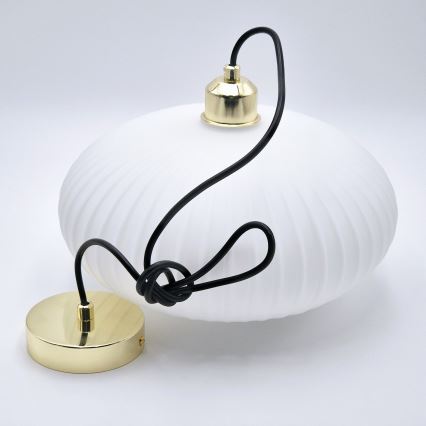Suspension filaire HARMA 1xE27/15W/230V d. 30 cm blanc/doré