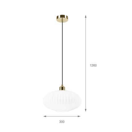 Suspension filaire HARMA 1xE27/15W/230V d. 30 cm blanc/doré