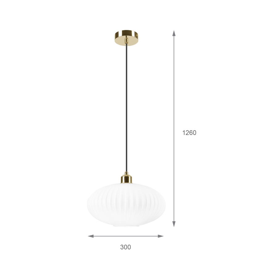 Suspension filaire HARMA 1xE27/15W/230V d. 30 cm blanc/doré