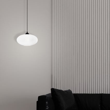Suspension filaire HARMA 1xE27/15W/230V d. 30 cm blanc/noir