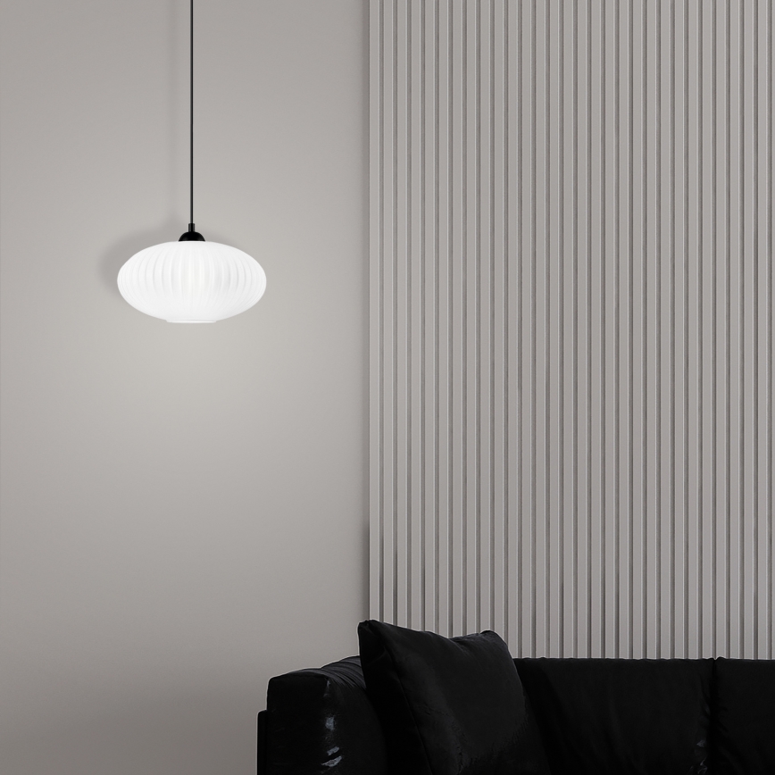 Suspension filaire HARMA 1xE27/15W/230V d. 30 cm blanc/noir